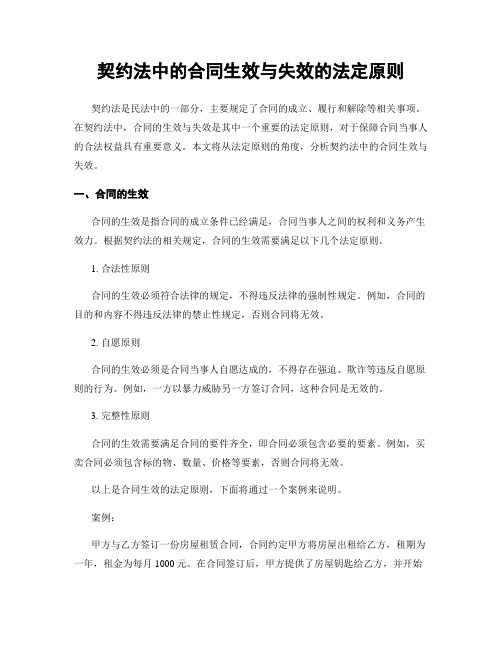 契约法中的合同生效与失效的法定原则