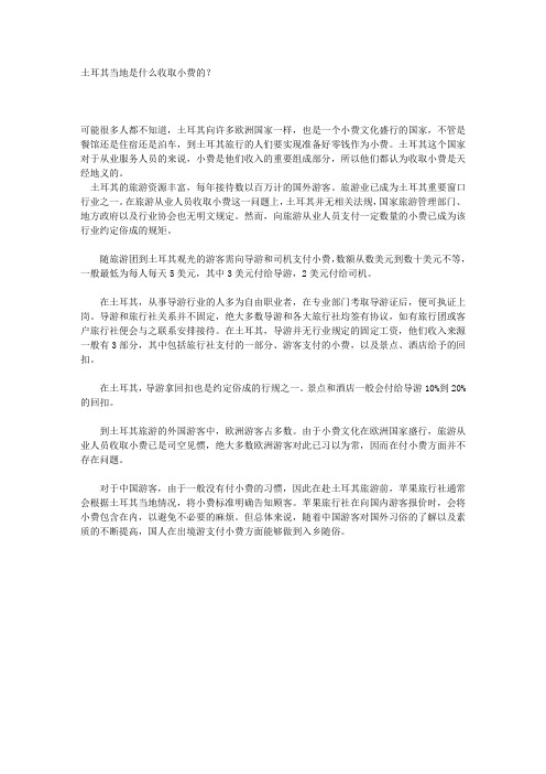 土耳其是怎么收小费的