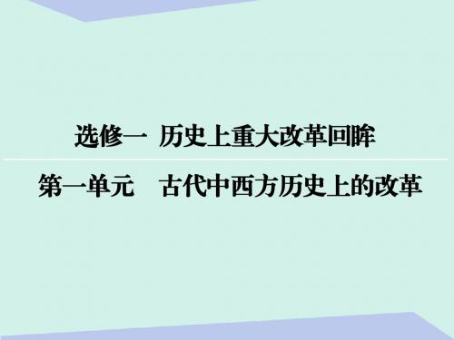 高考历史一轮复习历史上重大改革回眸第一单元古代中西方历史上的改革课件选修1