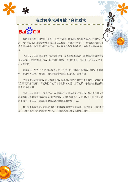 我对百度应用开放平台的看法