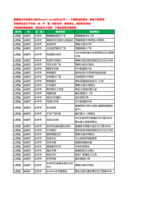 新版山西省运城市永济市打印工商企业公司名录名单黄页大全30家