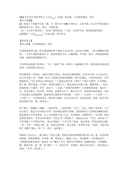 2016年宜宾中考优秀作文《又见___》(5篇)第4篇：又见那抹微光,真好