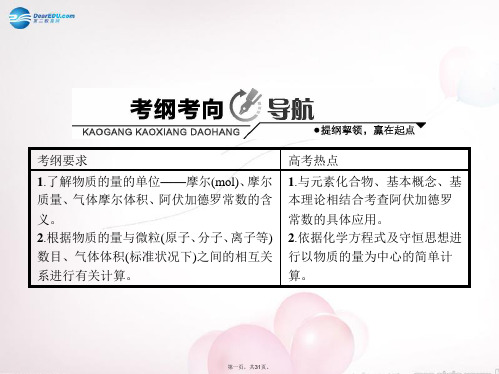 高考化学一轮复习 1.3 物质的量 气体摩尔体积讲解课件 鲁科版