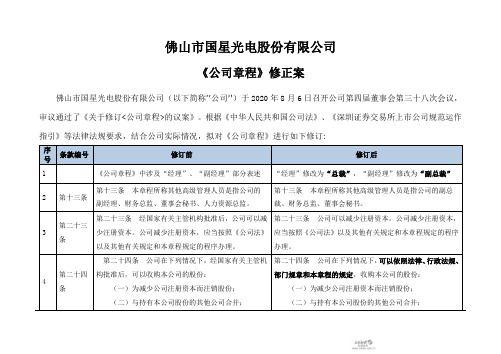 国星光电：《公司章程》修正案