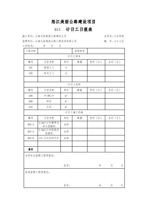 计日工日报表
