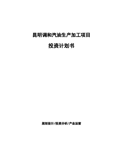昆明调和汽油生产加工项目投资计划书(模板范文)