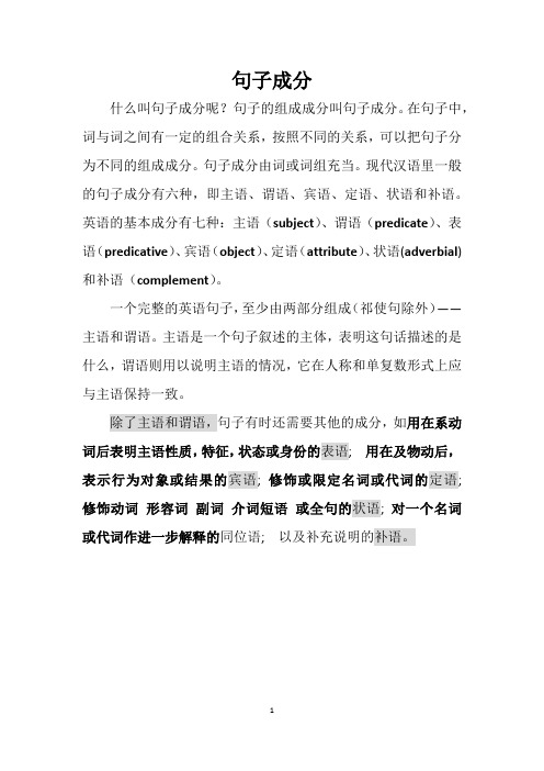英语 句子成分+基本句型  Word