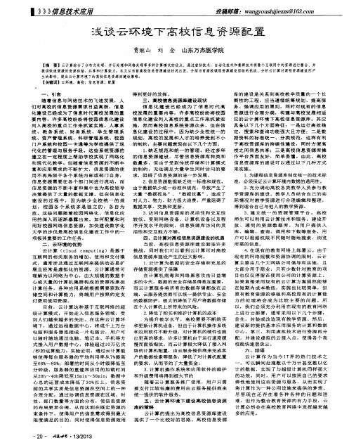浅谈云环境下高校信息资源配置