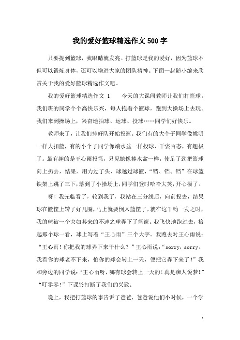 我的爱好篮球精选作文500字