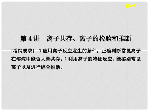 高三化学一轮总复习 (基础再现+深度思考+规律方法+解题指导)离子共存 离子的检验和推断课件 苏教版