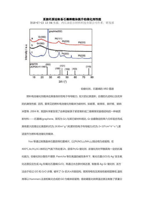 直接还原法制备石墨烯载体提升铂催化剂性能