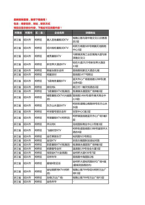 新版浙江省绍兴市柯桥区KTV企业公司商家户名录单联系方式地址大全53家