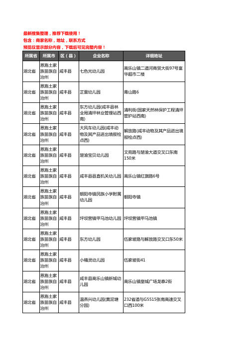 新版湖北省恩施土家族苗族自治州咸丰县幼儿园企业公司商家户名录单联系方式地址大全34家