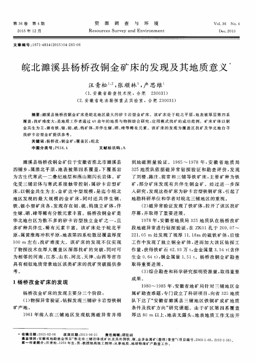 皖北濉溪县杨桥孜铜金矿床的发现及其地质意义