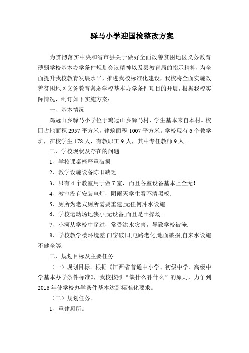 驿马小学迎国检整改方案