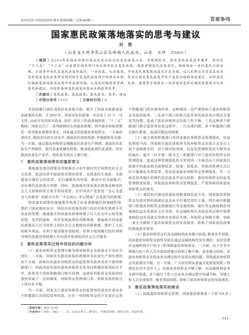 国家惠民政策落地落实的思考与建议