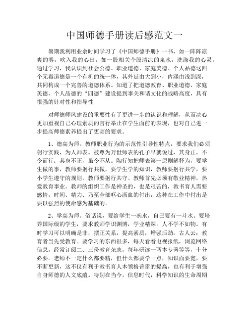 中国师德手册读后感范文一