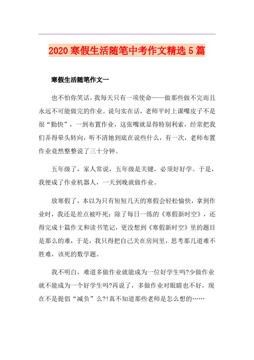 寒假生活随笔中考作文精选5篇
