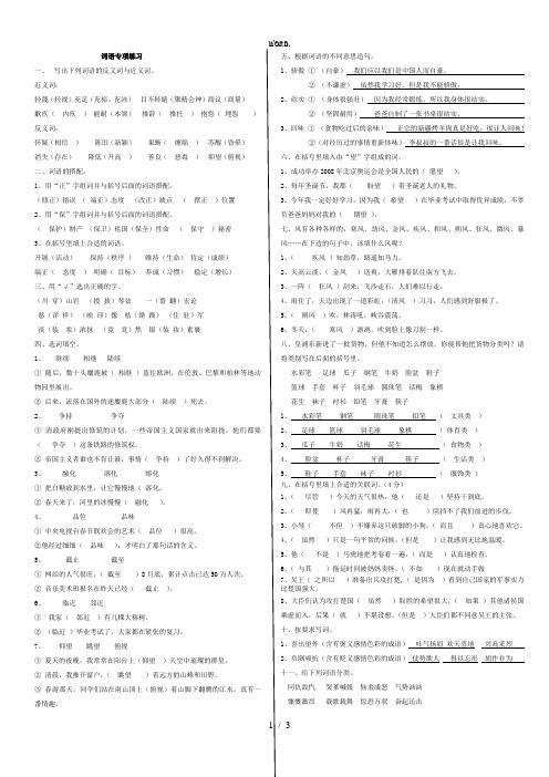 全新小学六年级语文学科毕业专项训练复习资料――词语专项训练[1].优选
