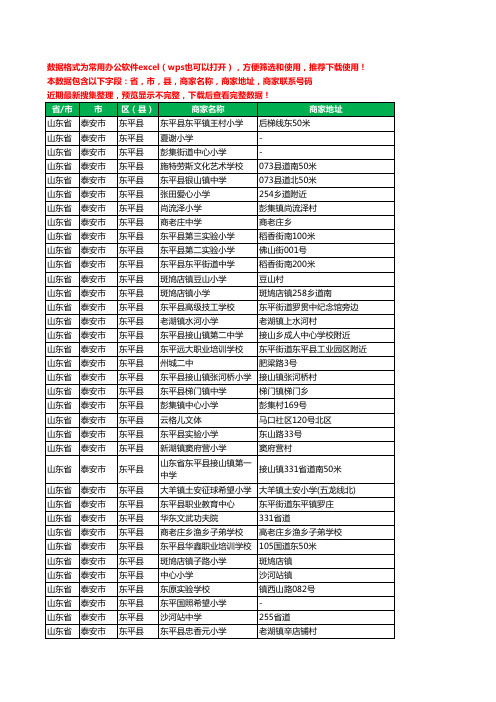 2020新版山东省泰安市东平县学校工商企业公司商家名录名单黄页联系电话号码地址大全122家