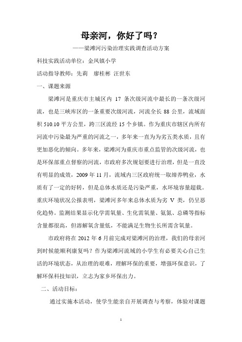 粱滩河污染治理调查实践活动方案