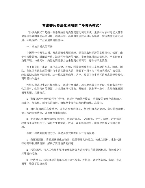 畜禽粪污资源化利用的“沙坡头模式”