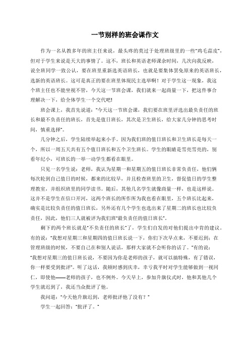 一节别样的班会课作文