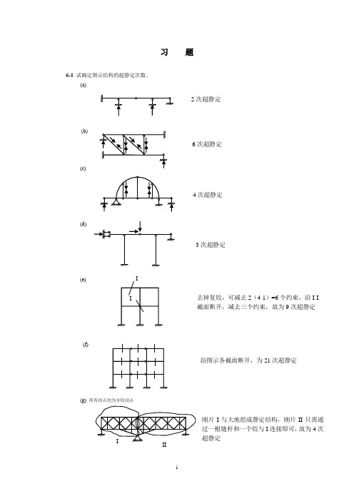结构力学课后答案第6章力法