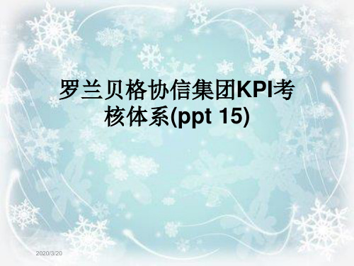 罗兰贝格协信集团KPI考核体系(ppt 15)