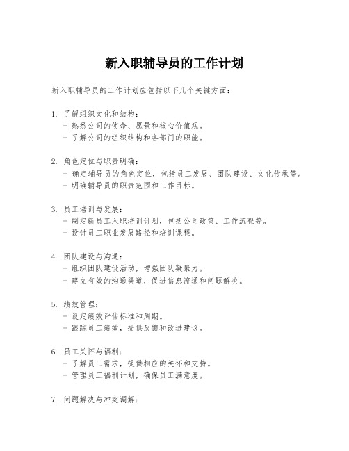 新入职辅导员的工作计划