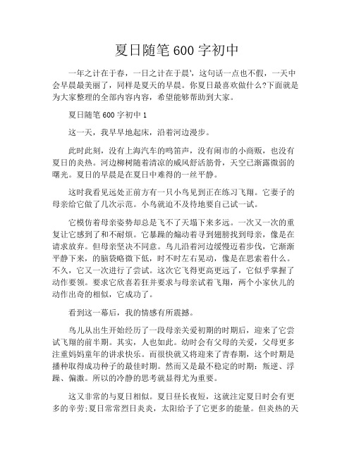 夏日随笔600字初中