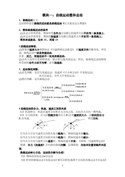 高一物理 章节总结