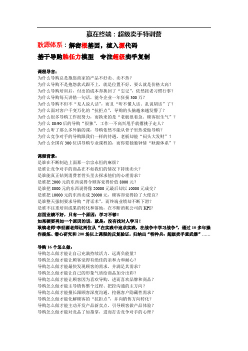 耿源体系-赢在终端：超级卖手特训营