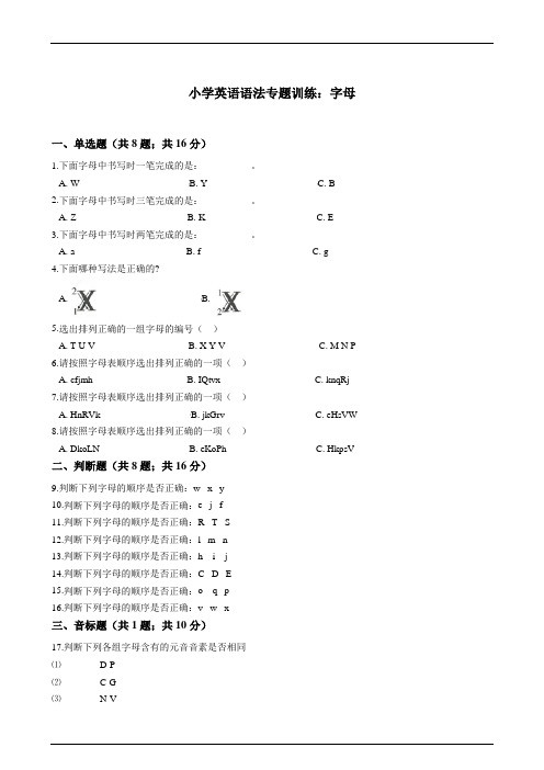 小学英语语法专题训练：字母(含答案)