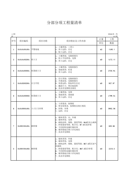 小学综合楼工程清单