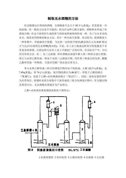 制取无水酒精的方法