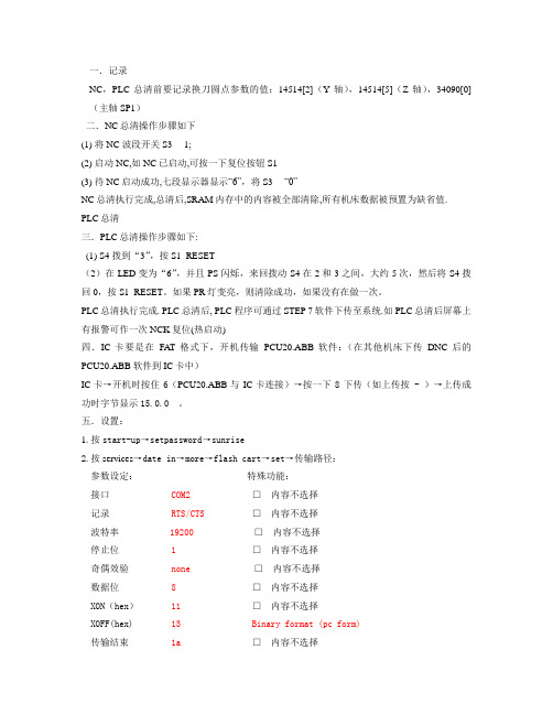NC,PLC  总清与传输