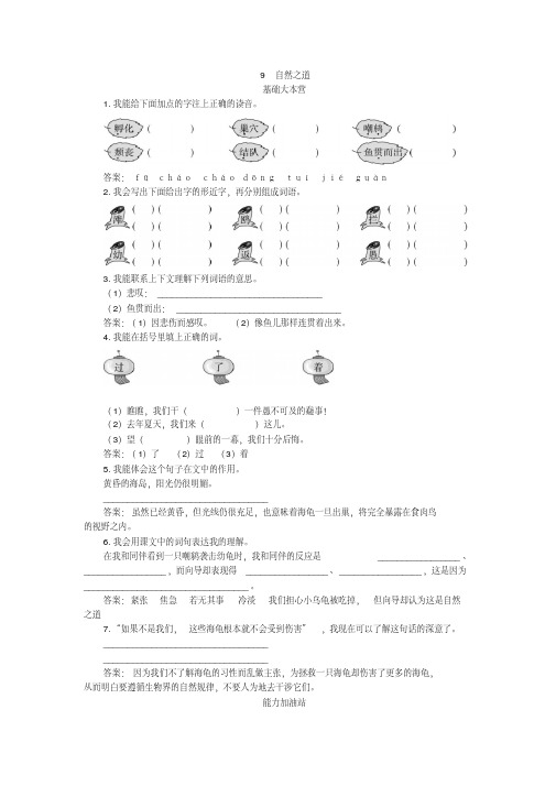 人教新课标小学四年级语文下册同步练习试卷第八册优化练习自然之道试题及答案