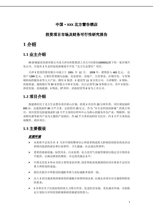 酒店投资项目市场及财务可行性研究报告