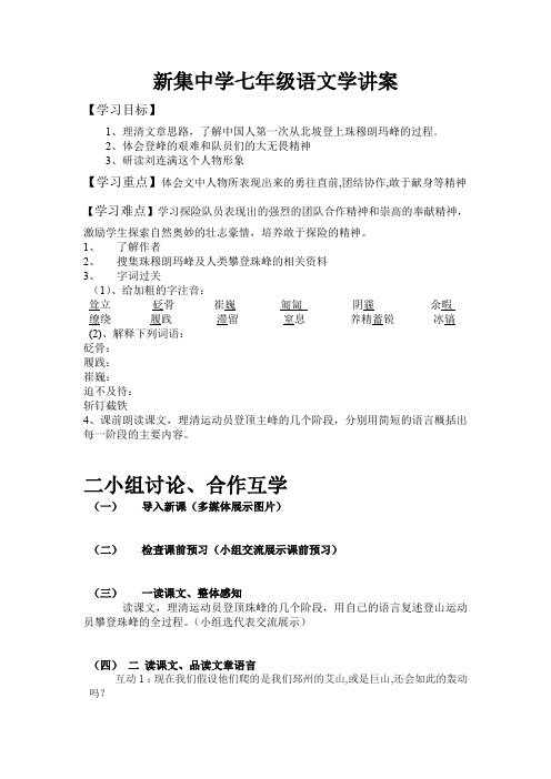 人教版七年级语文下册《五单元  阅读  23 .登上地球之巅》研讨课教案_20