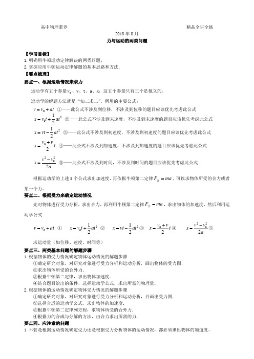 核心素养优化提升 高一物理必修1  双基全讲与全练清北必刷题 附答案详解 力与运动的两类问题 能力提升
