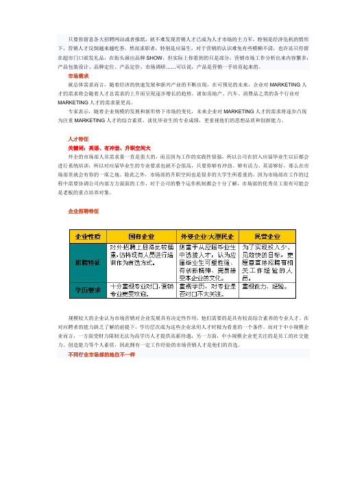 市场职位知识