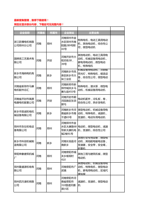 新版河南省微型电动机工商企业公司商家名录名单联系方式大全51家