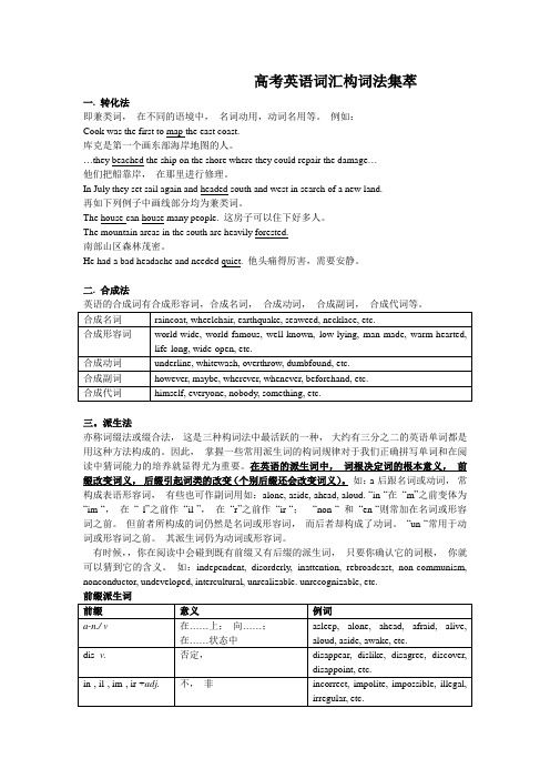 高考英语词汇构词法集萃(1)