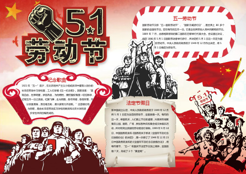 红色五一劳动节小报手抄报Word模板