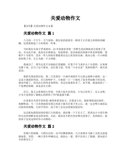 关爱动物作文