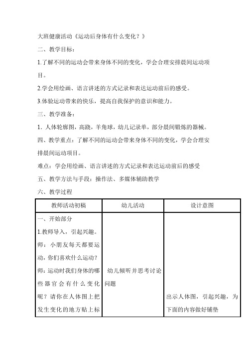 大班健康活动《运动后身体有什么变化？》