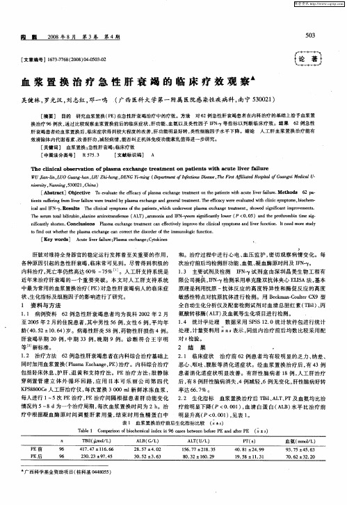 血浆置换治疗急性肝衰竭的临床疗效观察