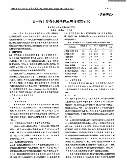 老年高干患者抗菌药物应用合理性研究