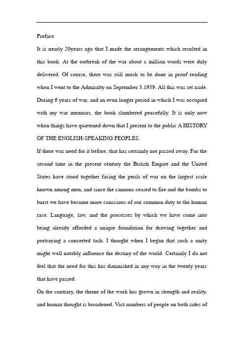 丘吉尔《英语国家史略》英文Preface